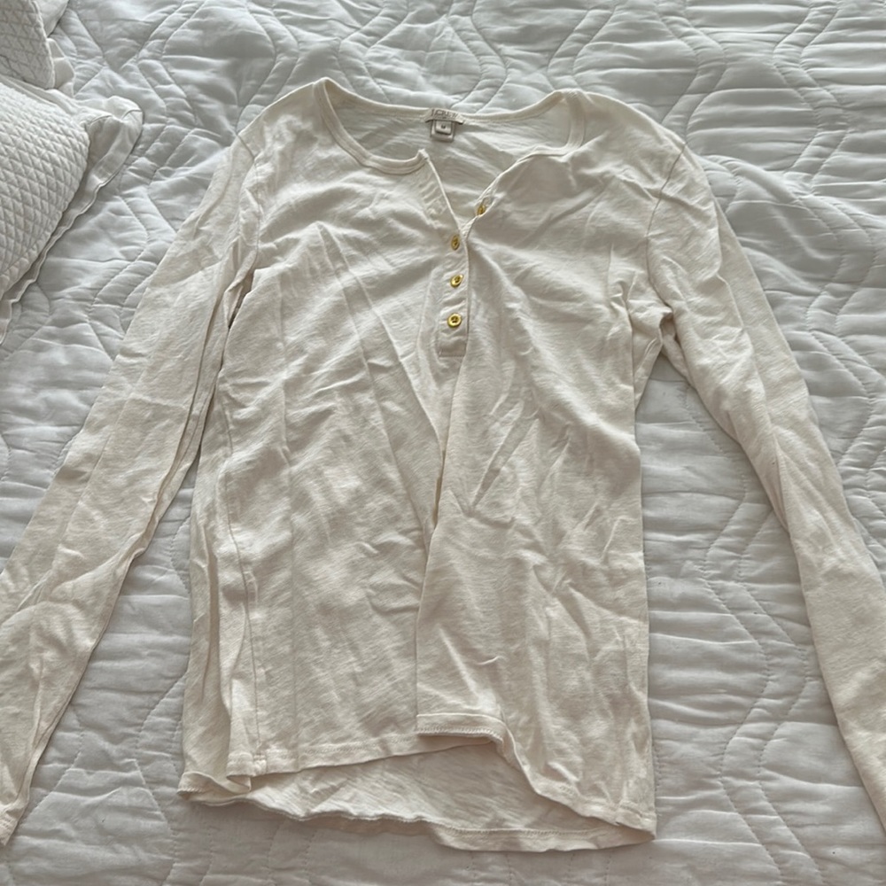 J Crew Cream Long Sleeve Tee